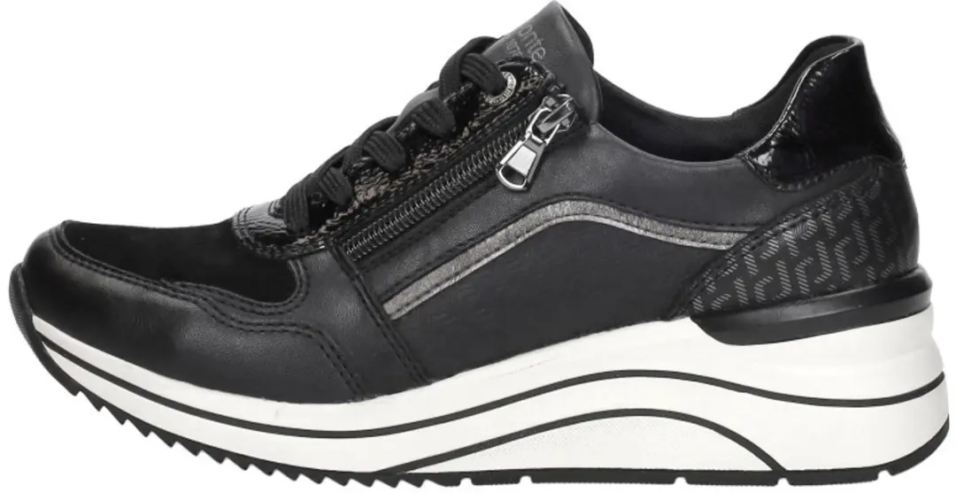 Remonte Dames Sneakers Laag - Zwart - afbeelding 2 van 6