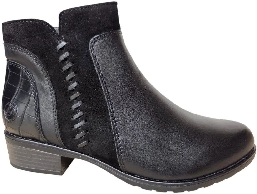 Remonte D6893-02 Enkellaarzen Zwart Leer en Suede Dames