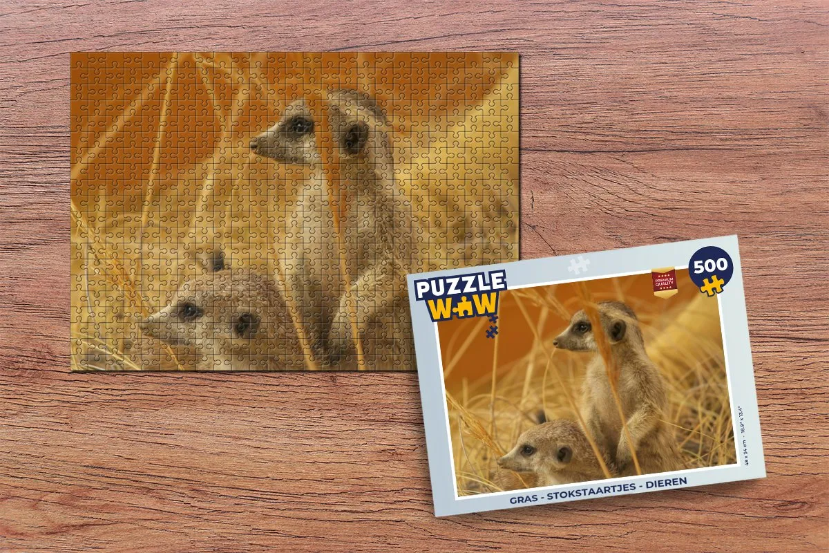 PuzzleWow Gras Stokstaartjes Legpuzzel 500 Stuks - Multicolor