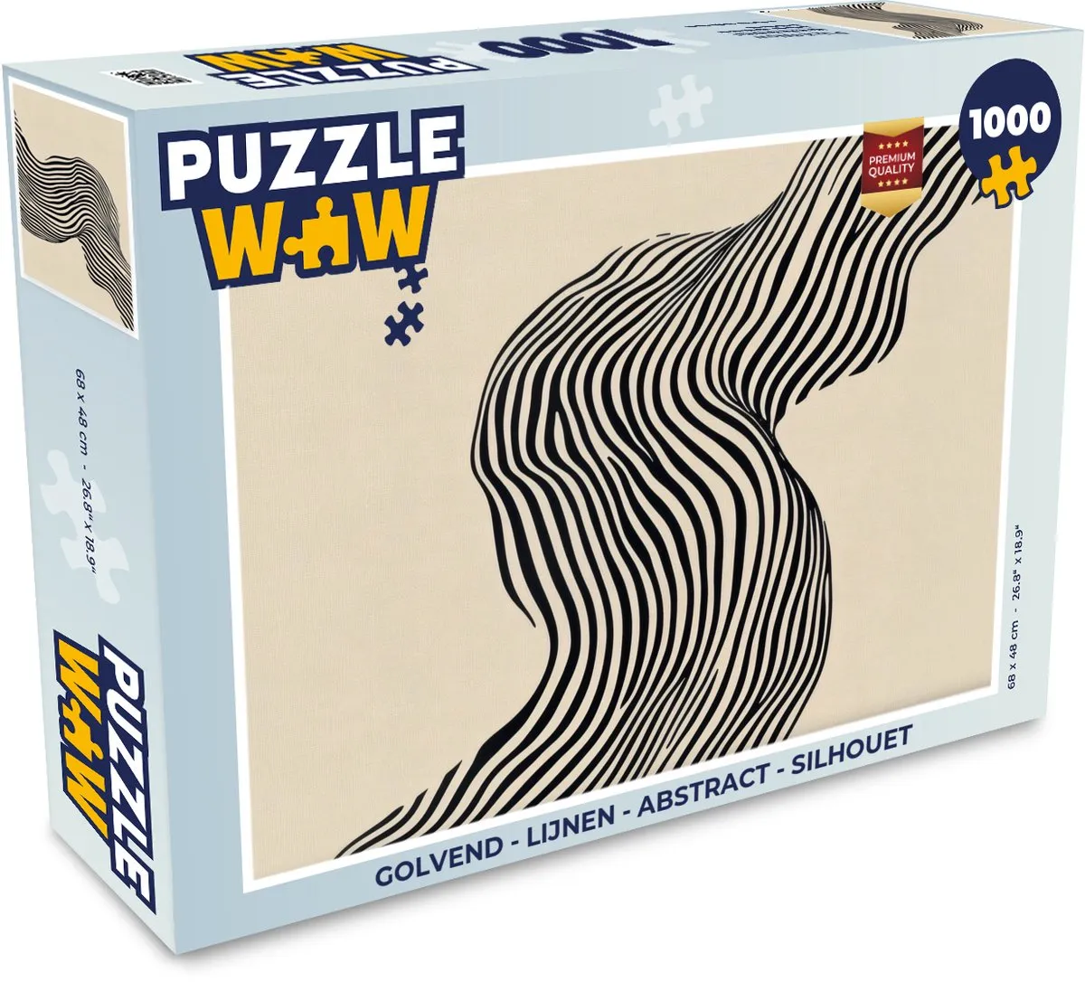 PuzzleWow Golvend Lijnen Abstract Silhouet Legpuzzel 1000 Stuks - Beige