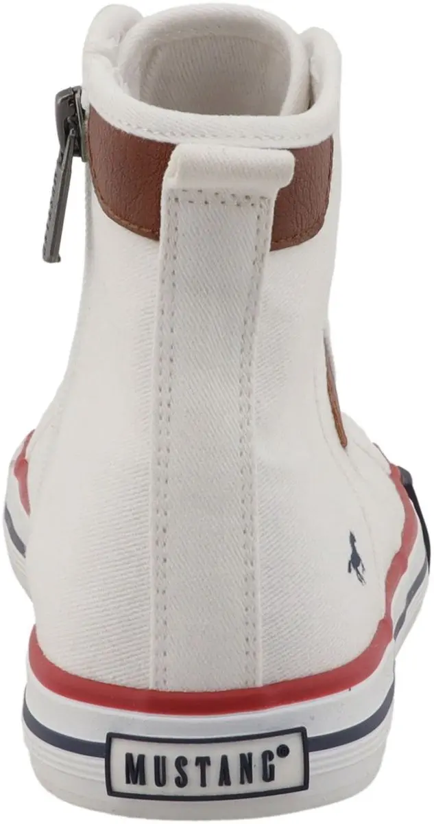 Mustang dames hoge canvas sneaker wit