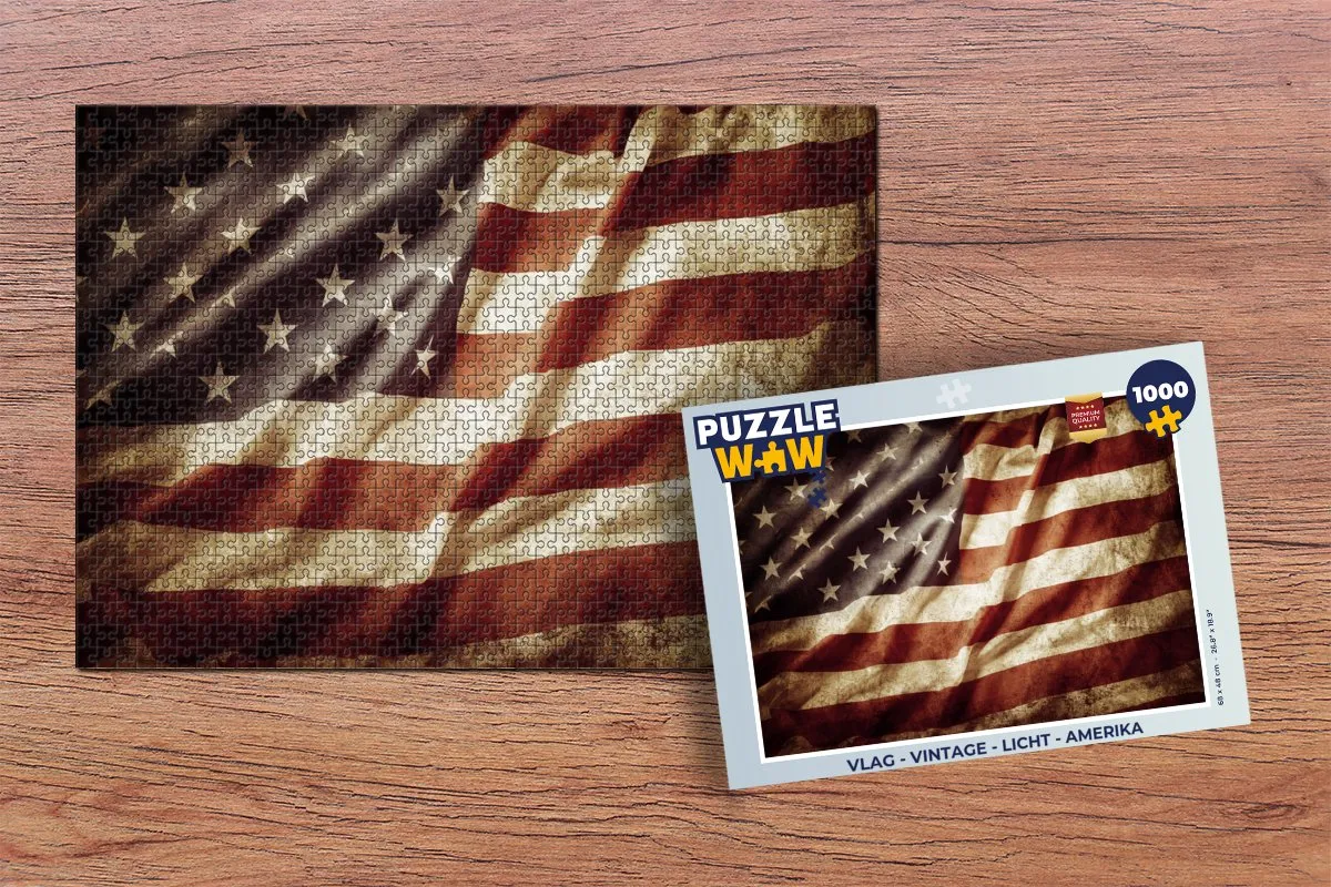 PuzzleWow Vlag Vintage Legpuzzel 1000 Stuks - Multicolor