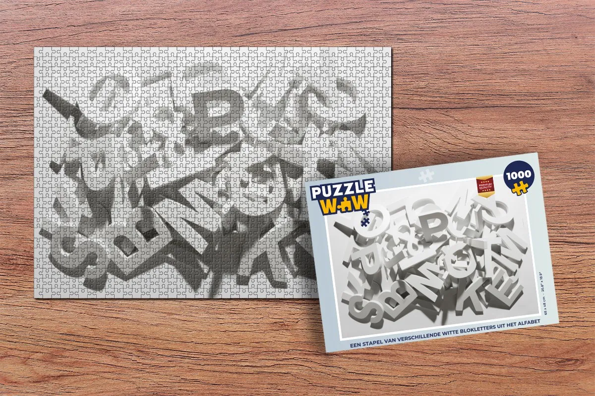 PuzzleWow Alfabet Legpuzzel 1000 Stuks - Multicolor