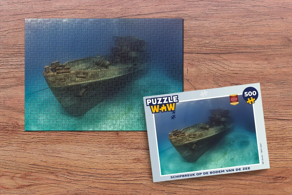 PuzzleWow Schipbreuk op de bodem van de zee Legpuzzel 500 Stuks - Multicolor