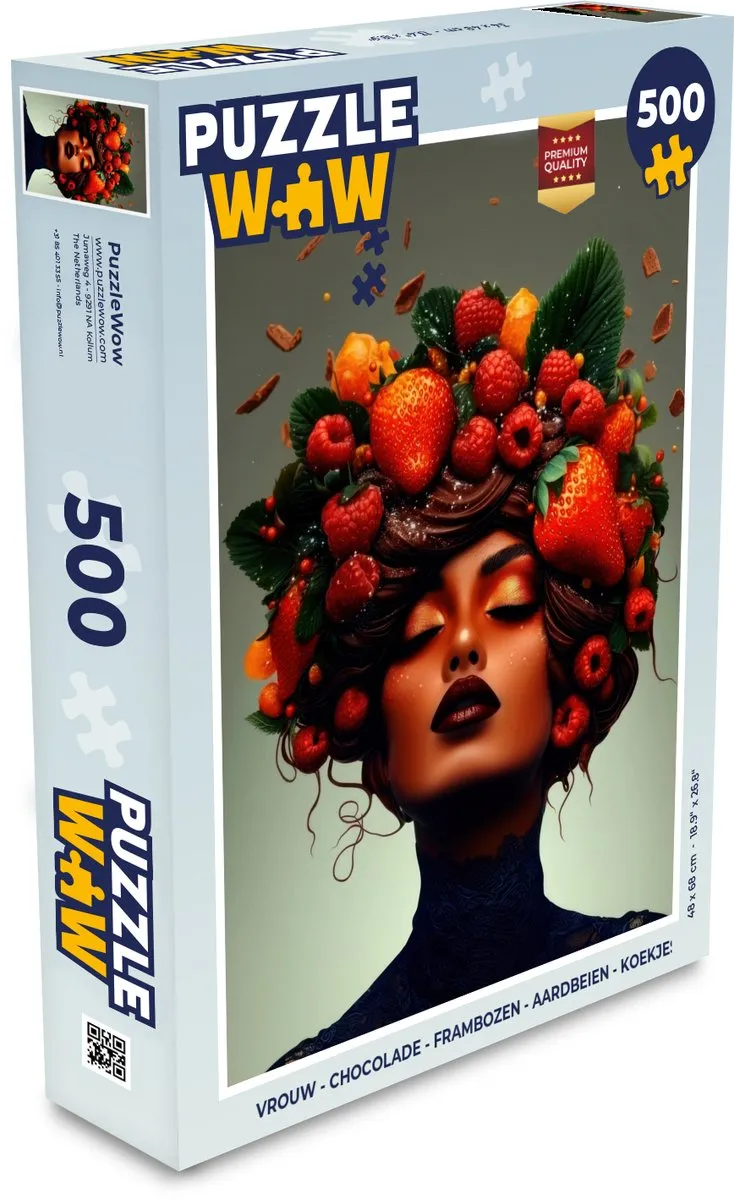 PuzzleWow Vrouw Puzzel 500 Stuks - Frambozen/Koekjes