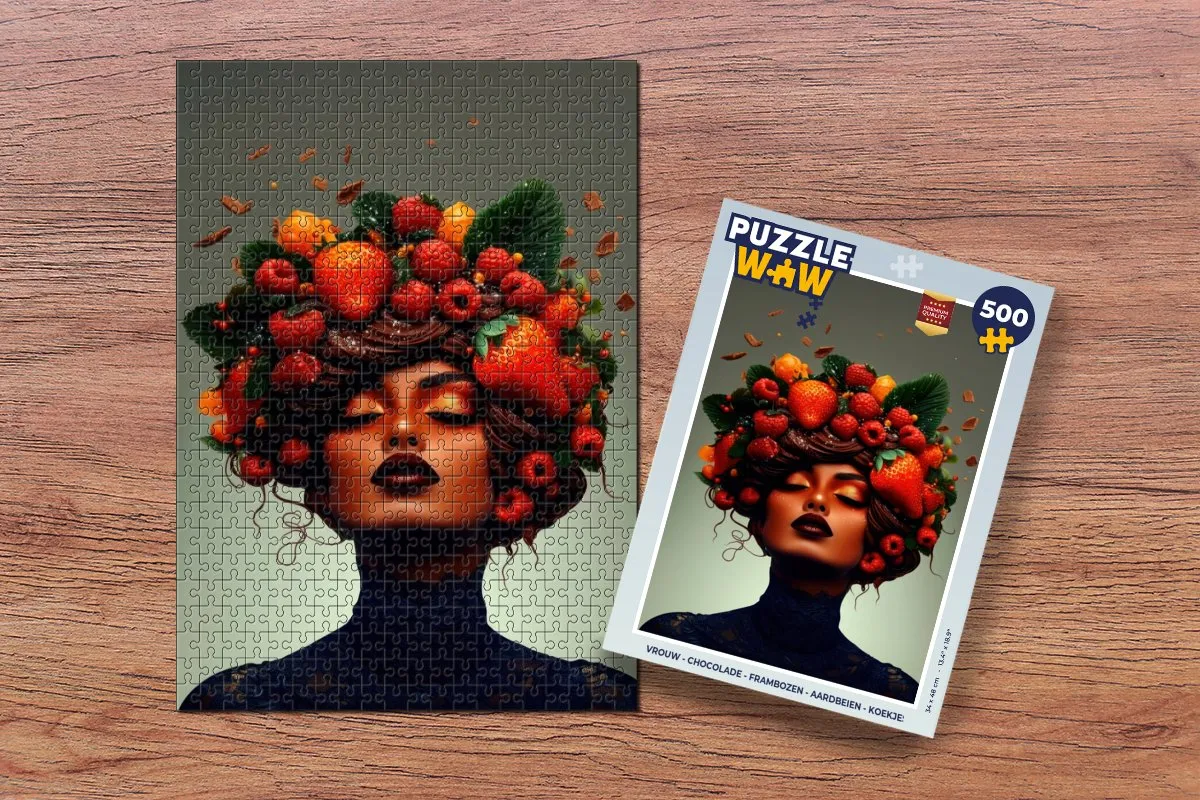 PuzzleWow Vrouw Puzzel 500 Stuks - Frambozen/Koekjes