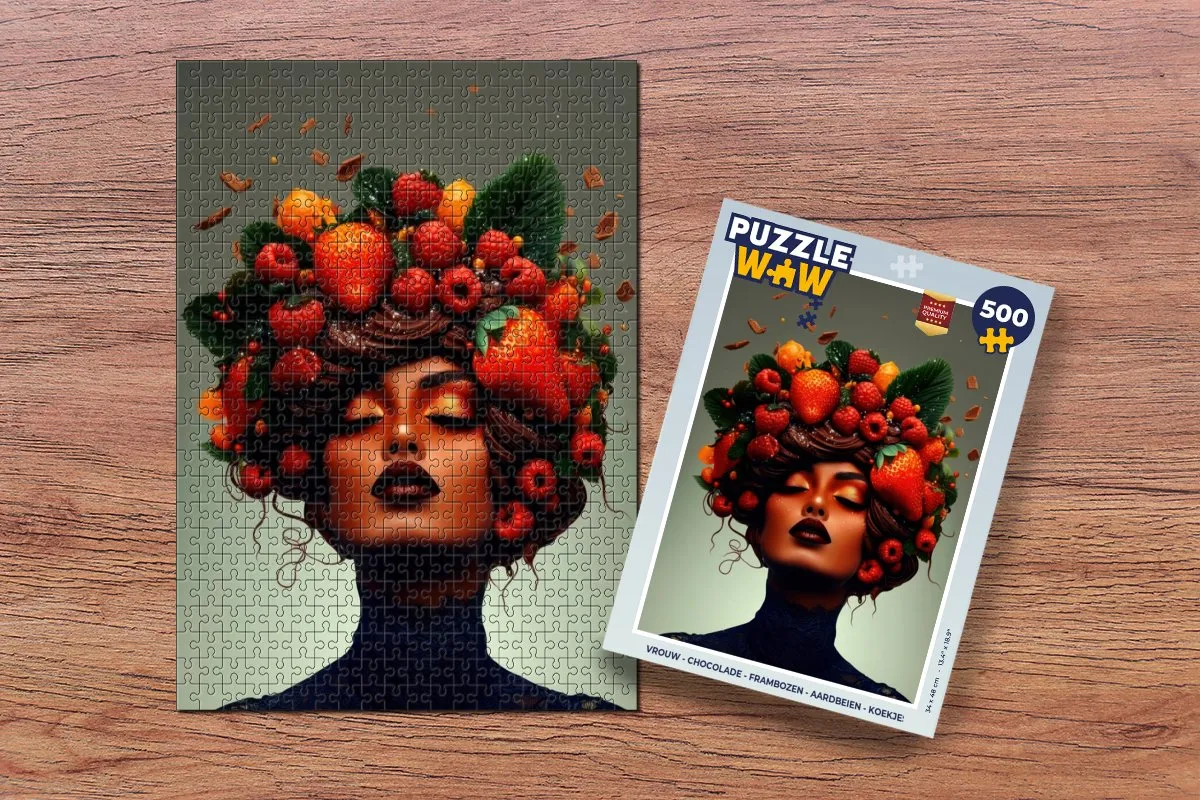 PuzzleWow Vrouw Puzzel 500 Stuks - Frambozen/Koekjes