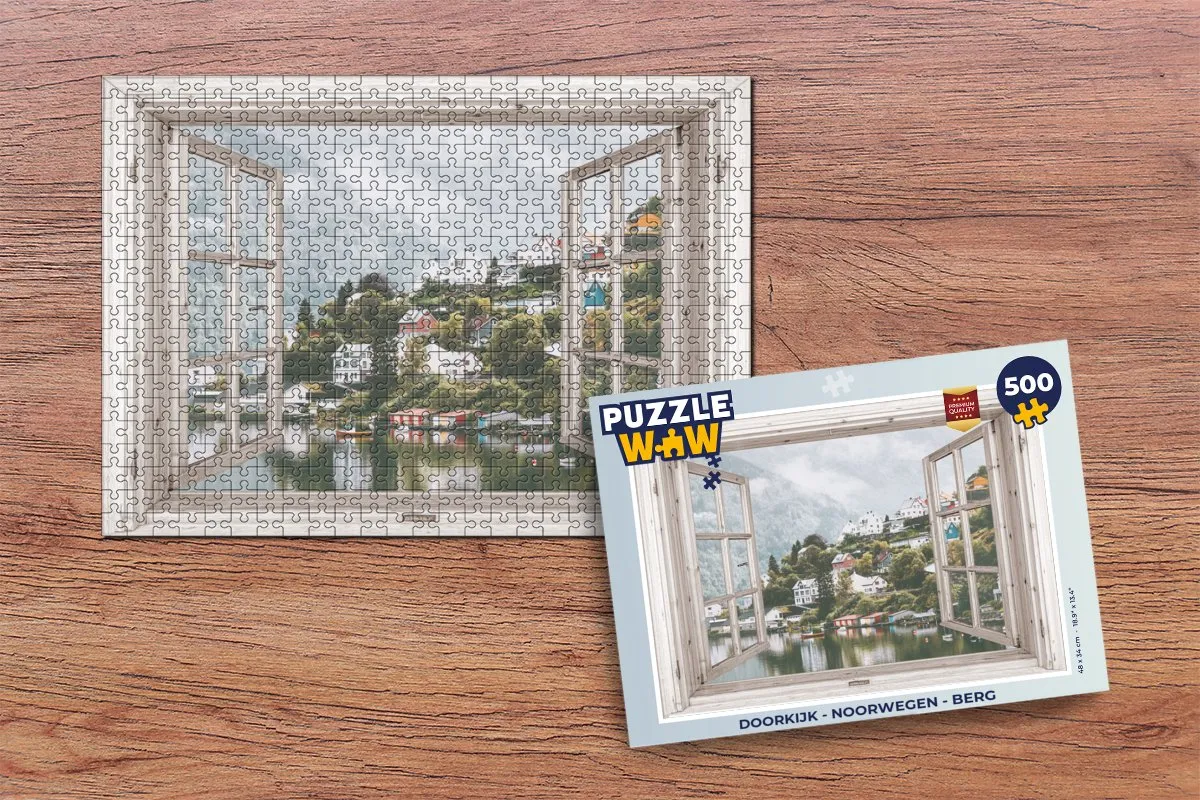 PuzzleWow Doorkijk Noorwegen Berg Legpuzzel 500 Stuks - Multicolor