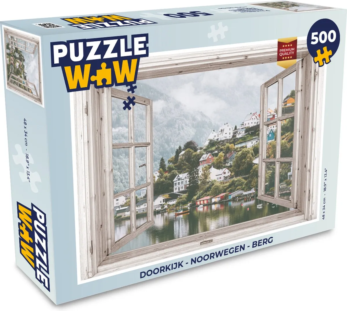 PuzzleWow Doorkijk Noorwegen Berg Legpuzzel 500 Stuks - Multicolor