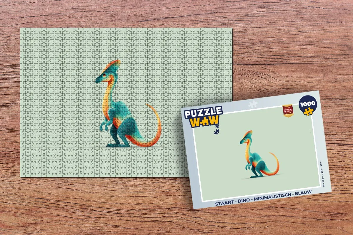 PuzzleWow Dino Legpuzzel 1000 Stuks - Blauw Staart