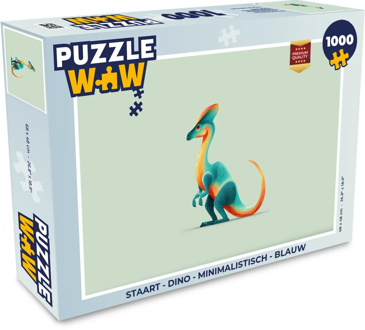 PuzzleWow Dino Legpuzzel 1000 Stuks - Blauw Staart