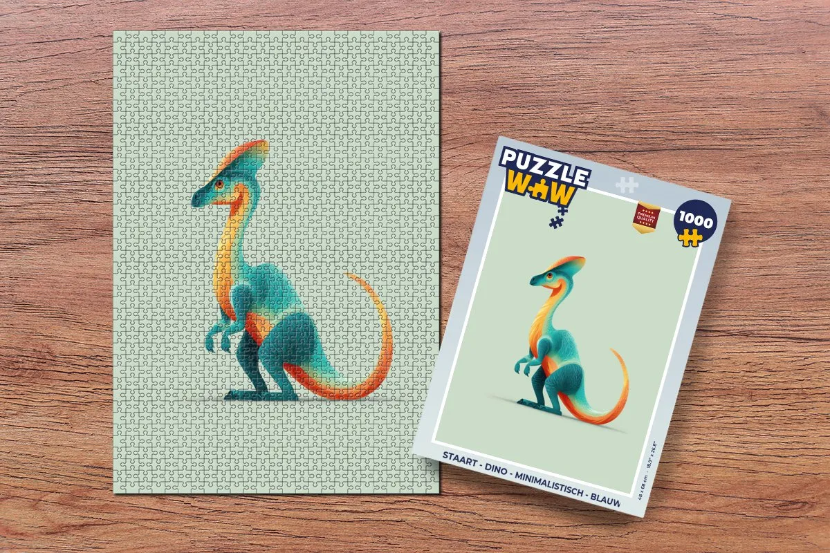 PuzzleWow Dino Legpuzzel 1000 Stuks - Blauw Staart