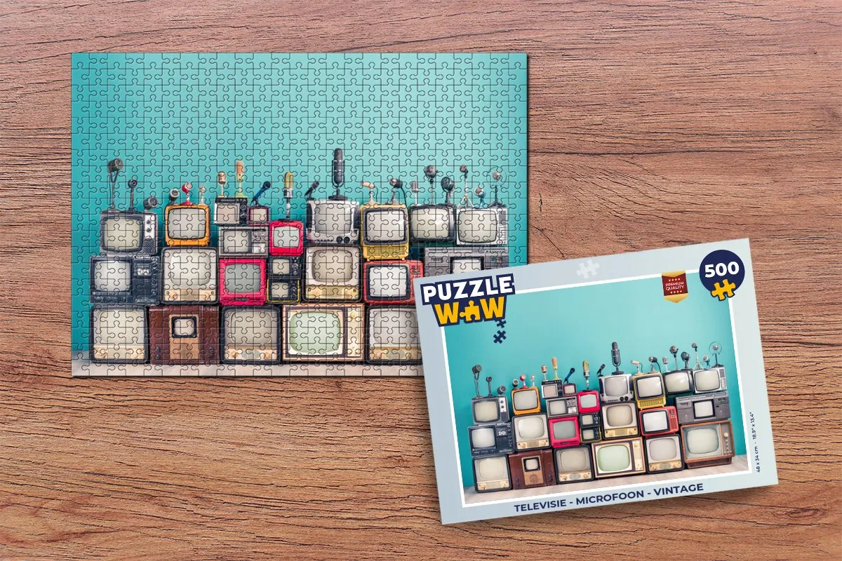 PuzzleWow Televisie Microfoon Vintage Legpuzzel 500 Stuks - Multicolor