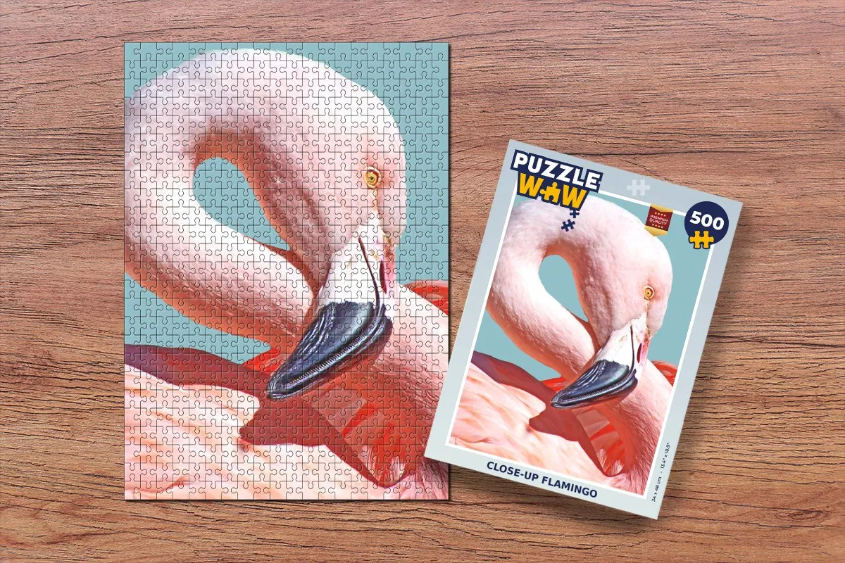 PuzzleWow Close-up Flamingo Legpuzzel 500 Stuks - Multicolor