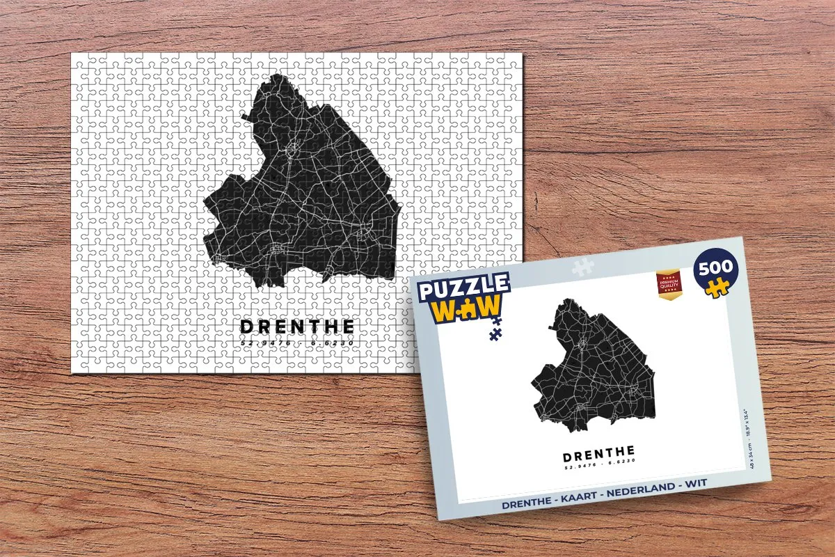 PuzzleWow Drenthe Kaart Legpuzzel 500 Stuks - Multicolor
