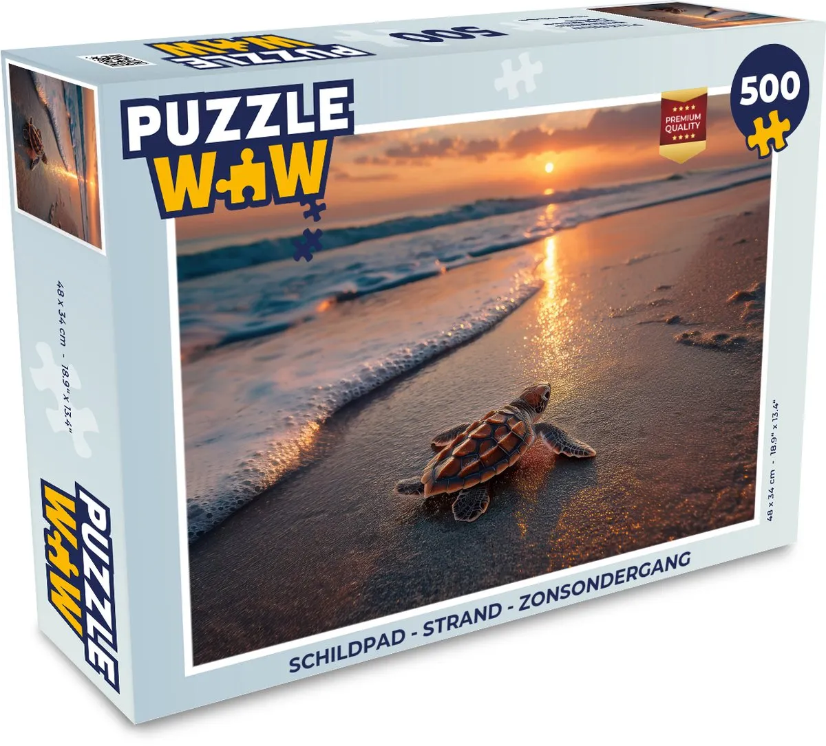 PuzzleWow Schildpad Strand Zonsondergang Puzzel - 500 Stukjes