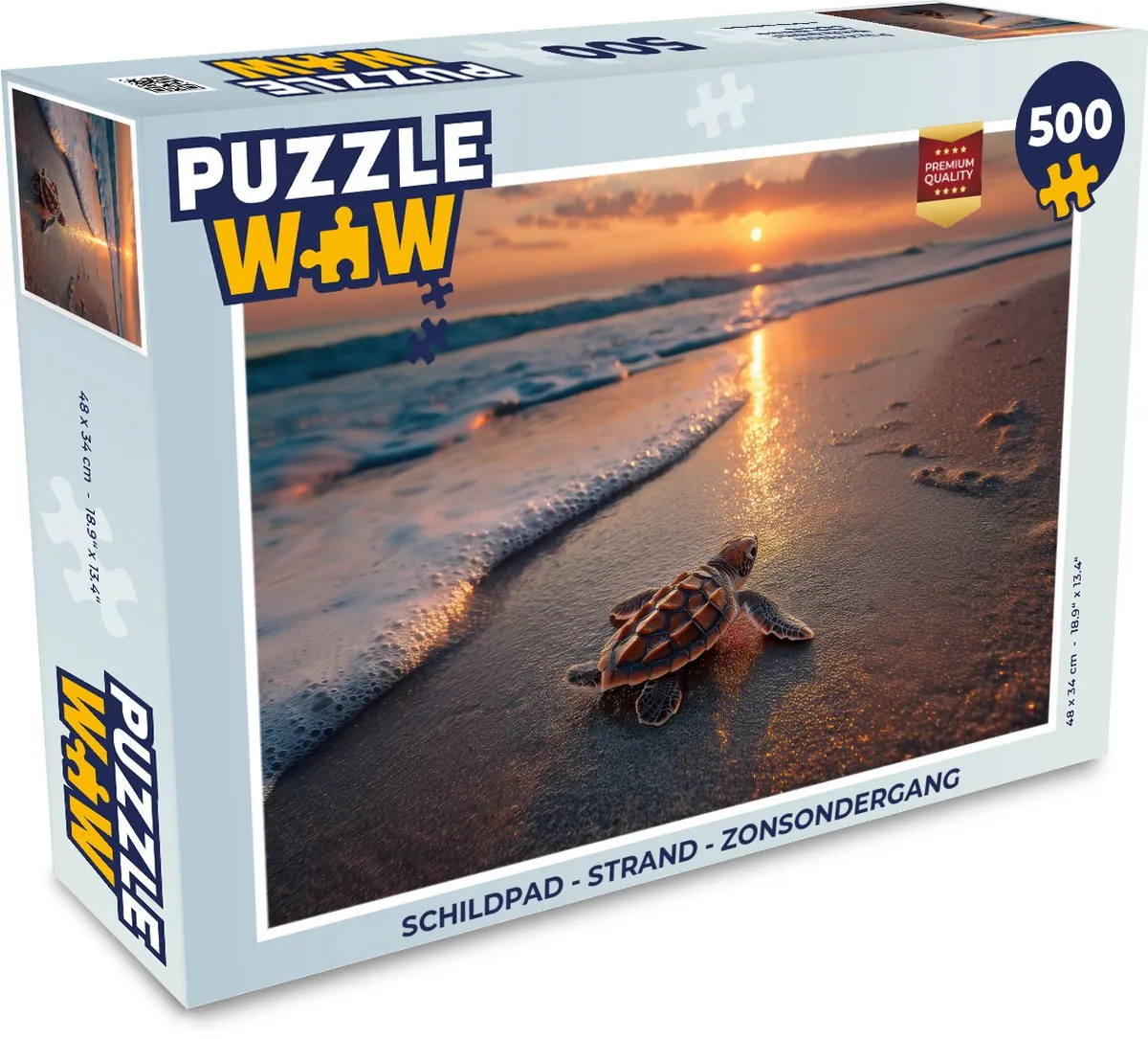 PuzzleWow Schildpad Strand Zonsondergang Puzzel - 500 Stukjes