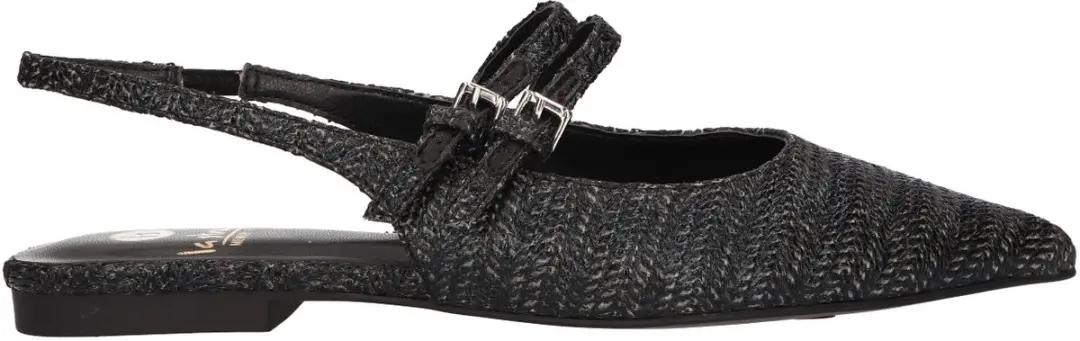 La Strada Slingback Zwart Raffia