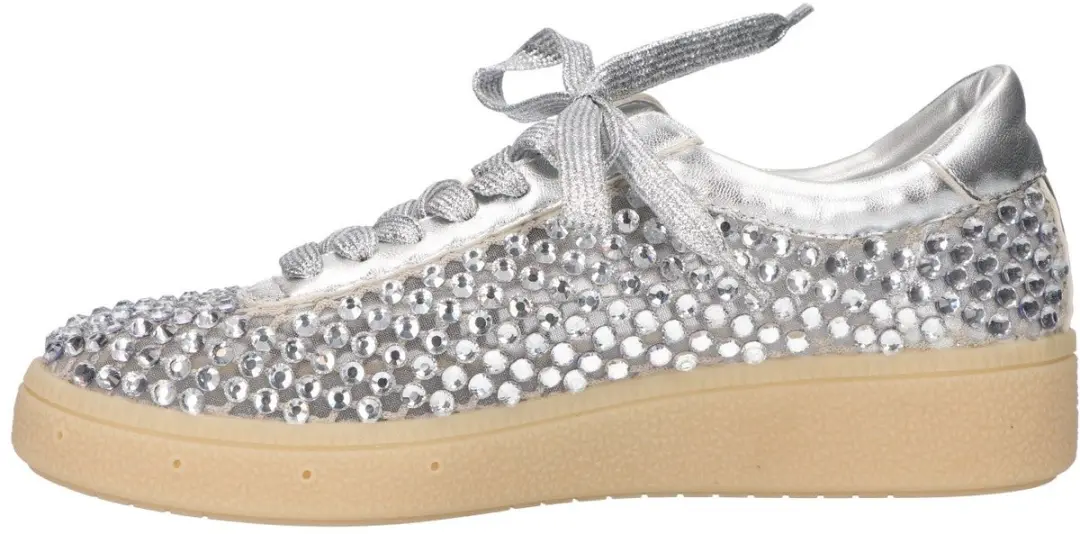 La Strada Sneaker Met Steentjes Zilver Mesh