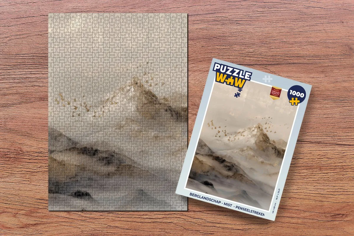PuzzleWow Berglandschap Legpuzzel 1000 Stuks - Mist & Vogels