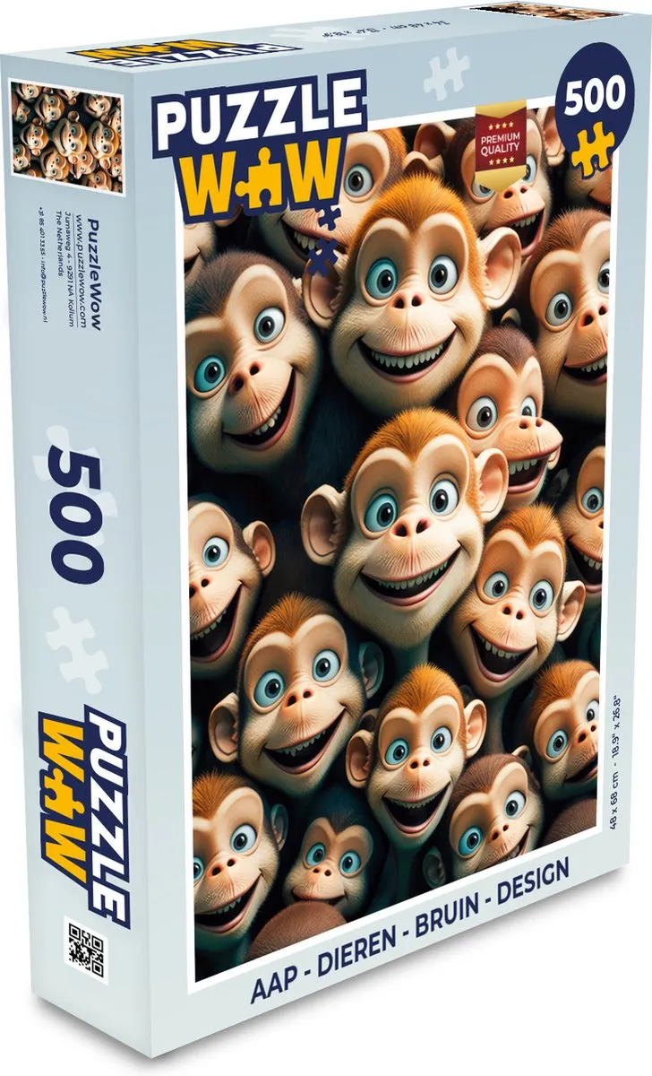 PuzzleWow Aap Design Legpuzzel 500 Stuks