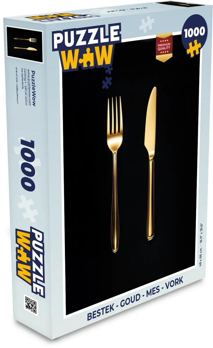 PuzzleWow Bestek Puzzel 1000 Stuks - Goud/Zwart