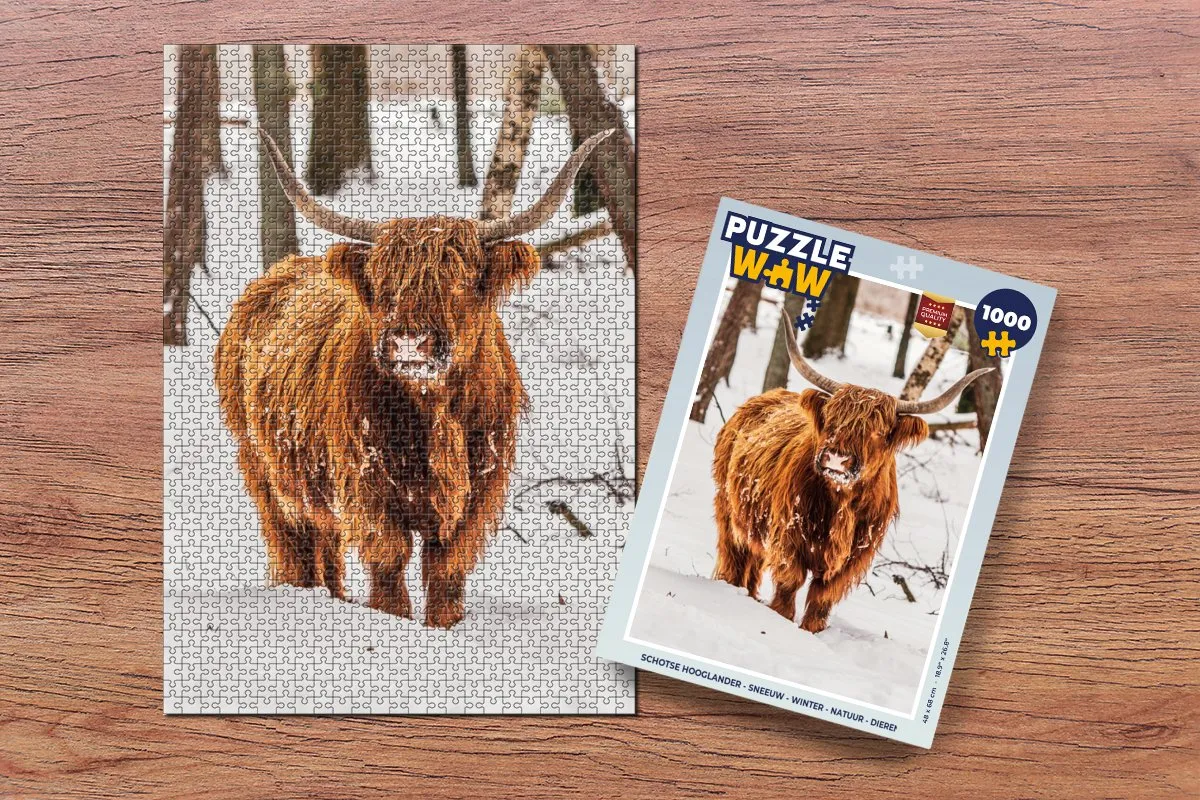 PuzzleWow Schotse Hooglander Winter Legpuzzel 1000 Stuks