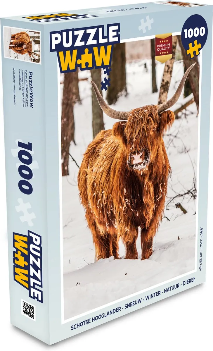 PuzzleWow Schotse Hooglander Winter Legpuzzel 1000 Stuks