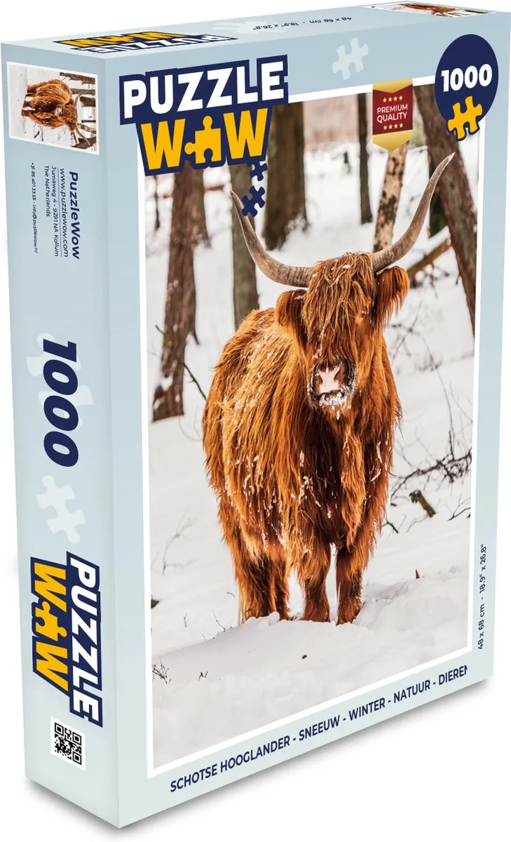 PuzzleWow Schotse Hooglander Winter Legpuzzel 1000 Stuks