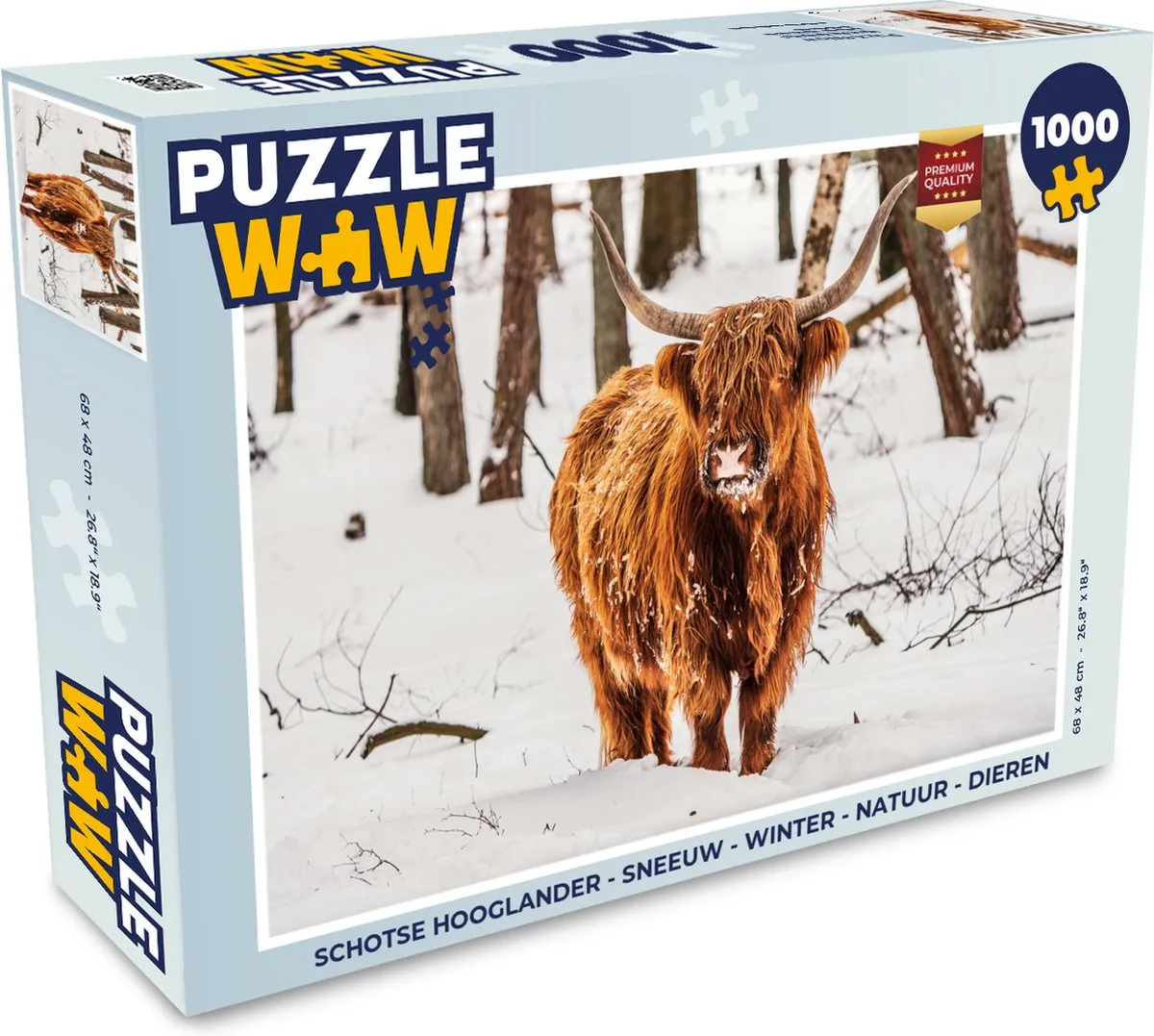 PuzzleWow Schotse Hooglander Winter Legpuzzel 1000 Stuks