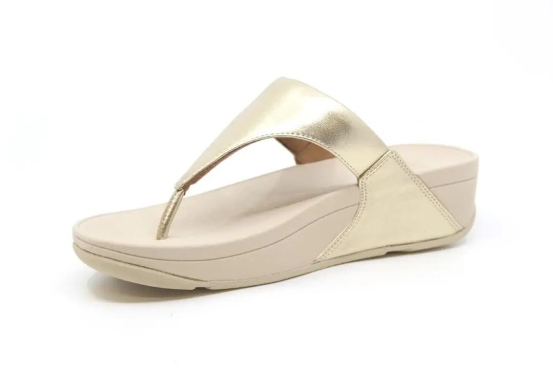 FitFlop Lulu Leather Toepost Dames Slippers - Metallic Beige - afbeelding 4 van 6
