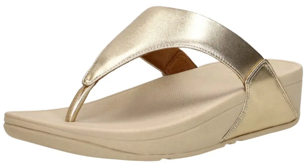 FitFlop Lulu Leather Toepost Dames Slippers - Metallic Beige - afbeelding 5 van 6