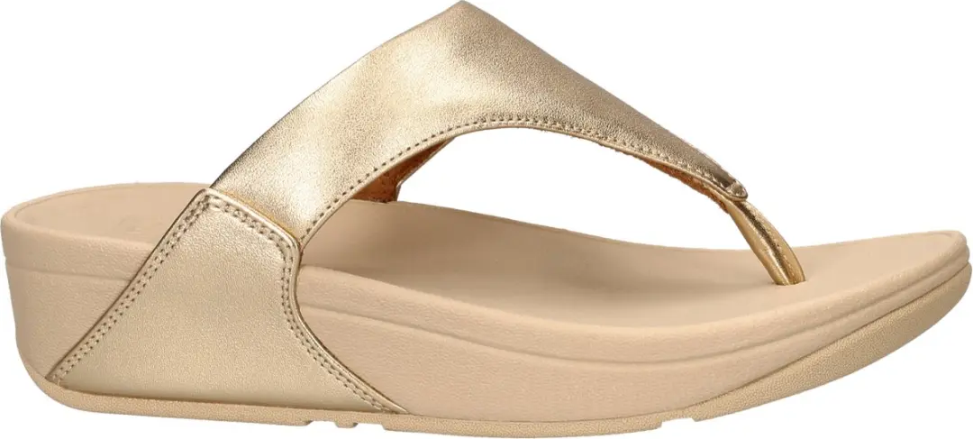 FitFlop Lulu Leather Toepost Dames Slippers - Metallic Beige - afbeelding 3 van 6