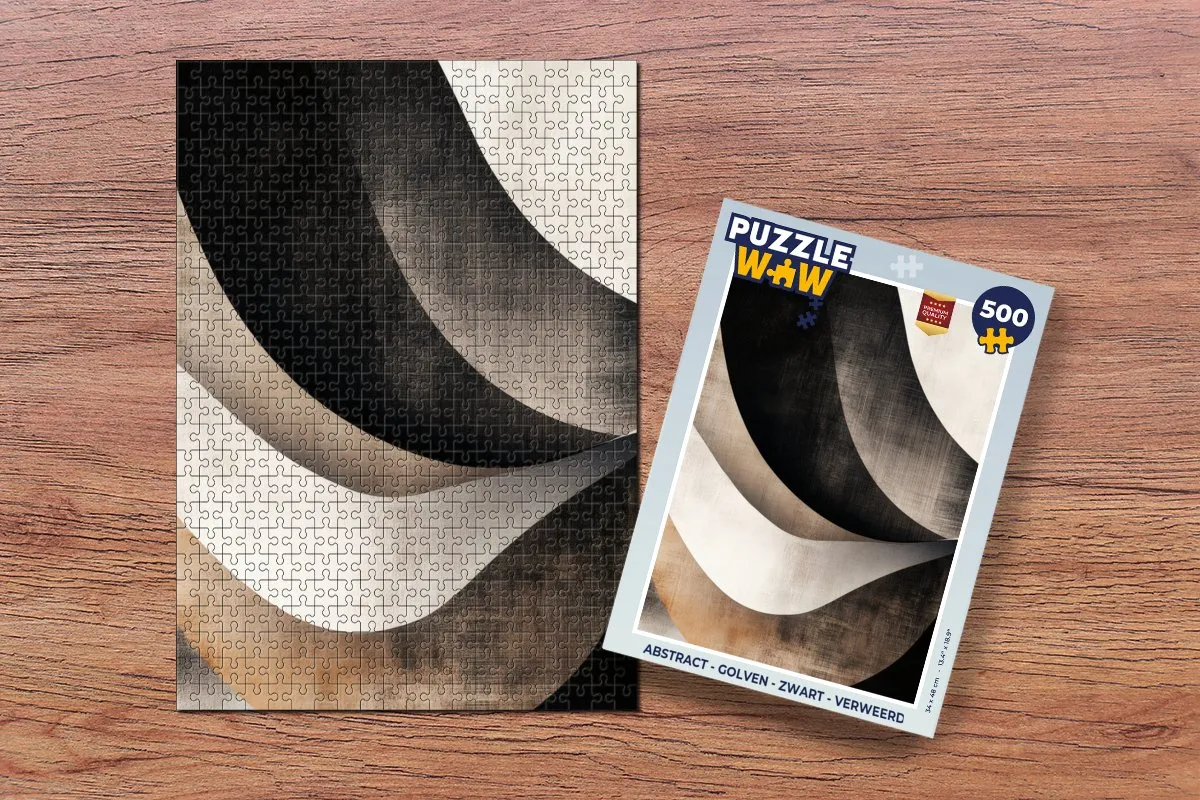 PuzzleWow Abstract Golven Legpuzzel 500 Stuks - Zwart Verweerd