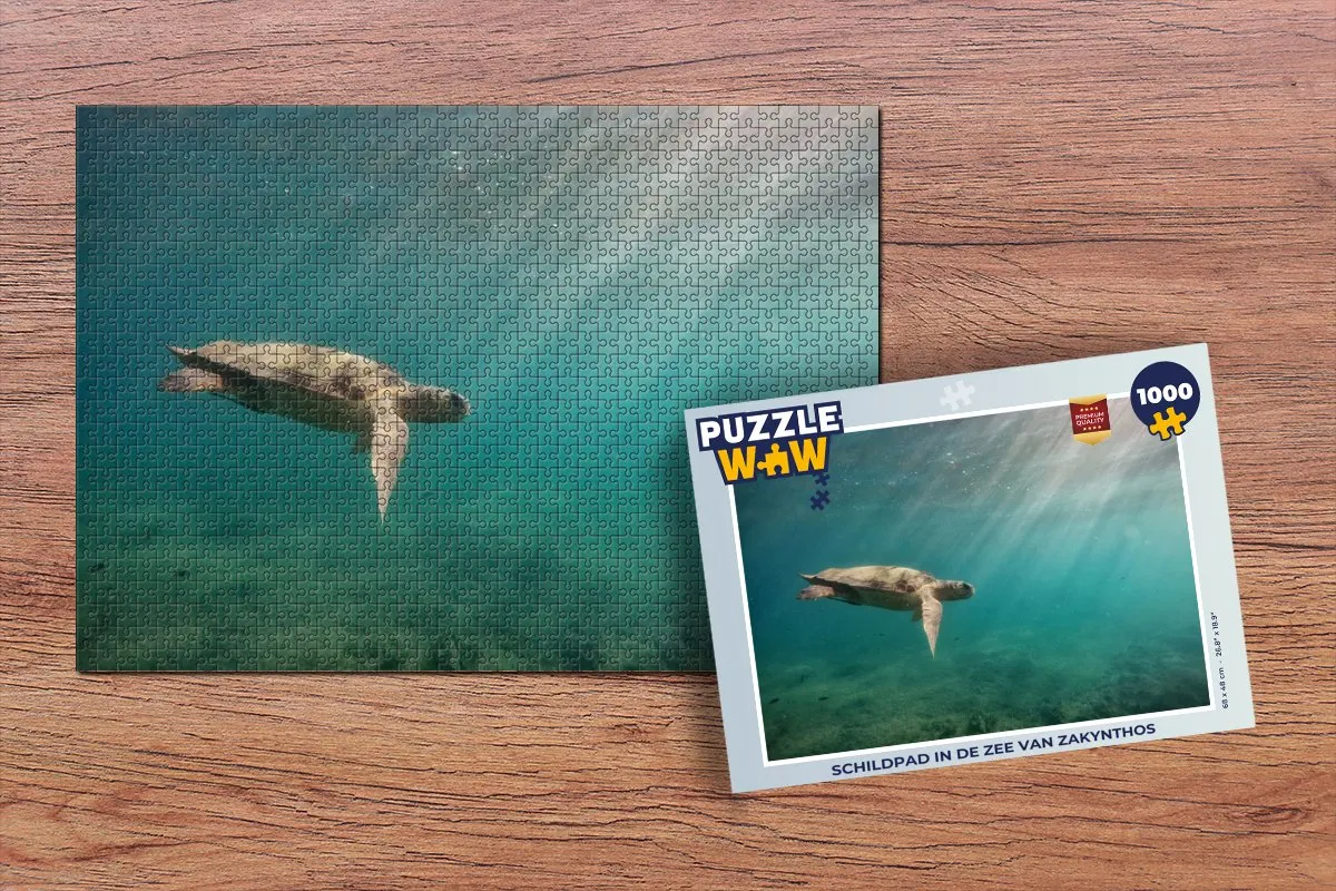 PuzzleWow Schildpad in de zee van Zakynthos Legpuzzel 1000 Stuks - Multicolor