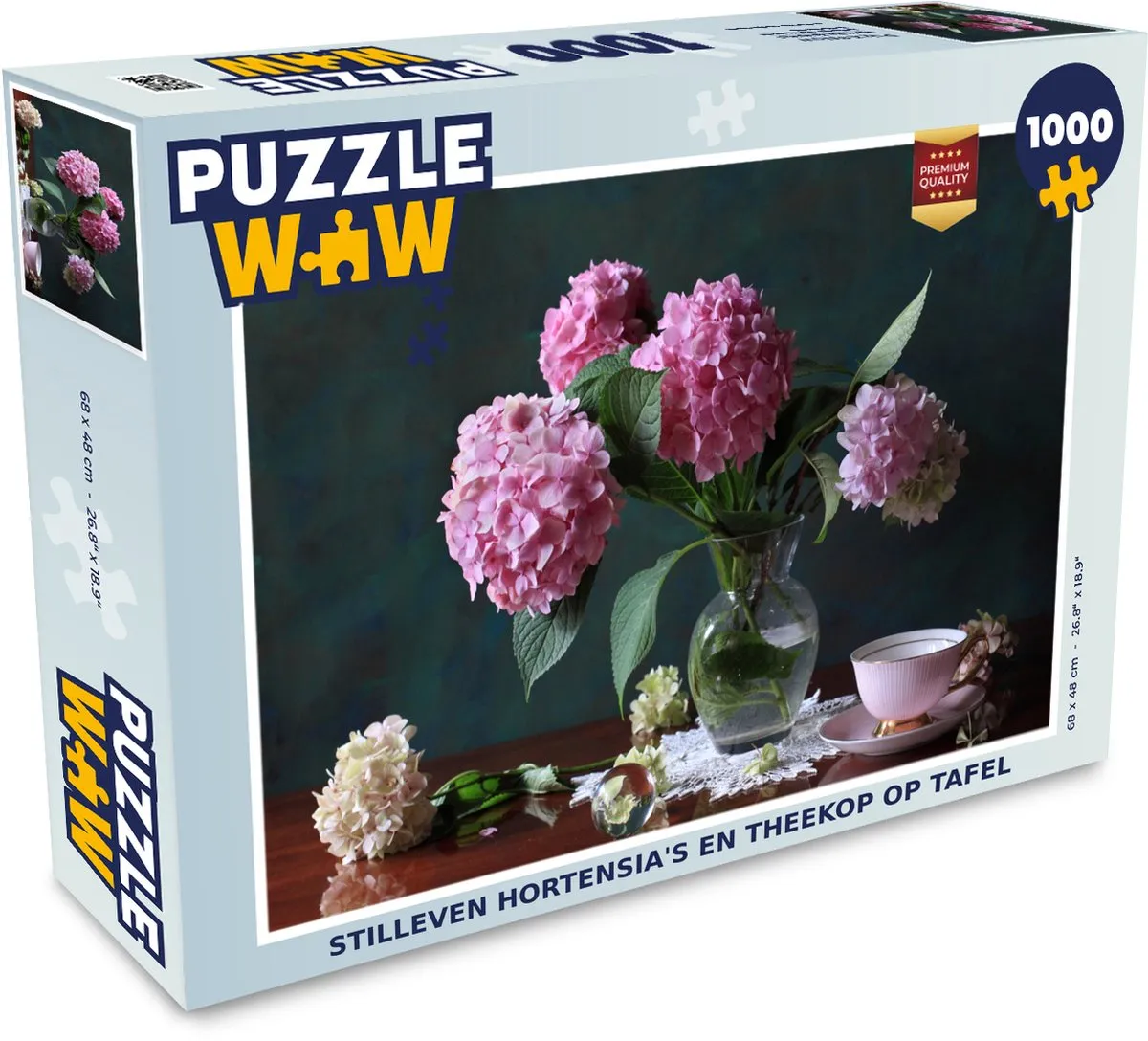 PuzzleWow Legpuzzel Stilleven hortensia's 1000 Stuks