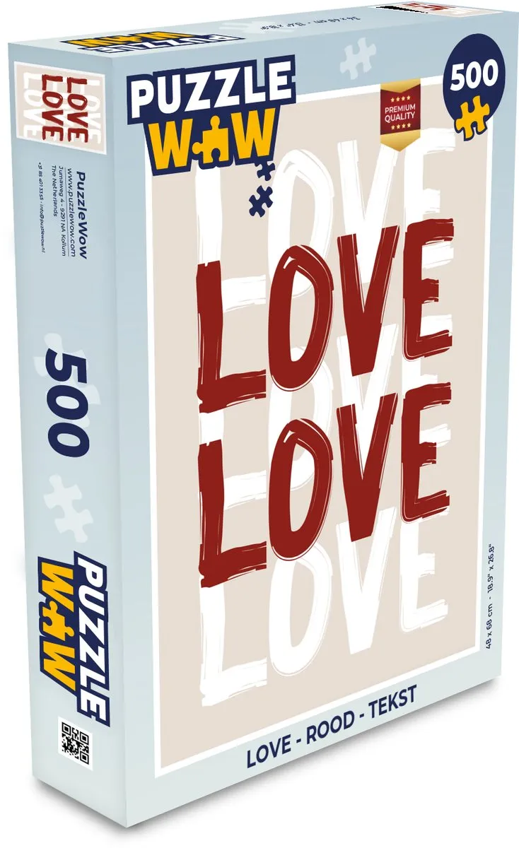 PuzzleWow Love Rood Legpuzzel 500 Stuks - 8721169398136