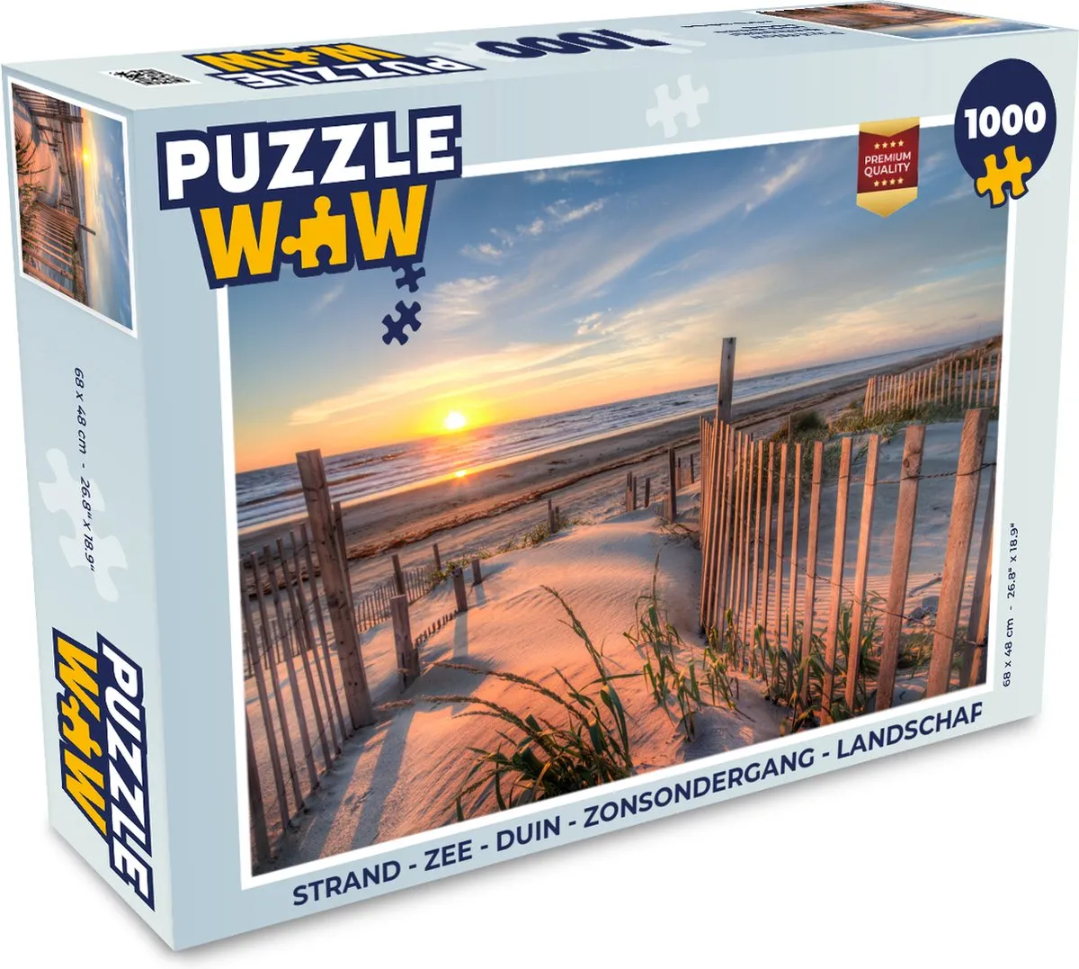 PuzzleWow Legpuzzel Strand - Zee - Duin - Zonsondergang 1000 Stuks - Multicolor