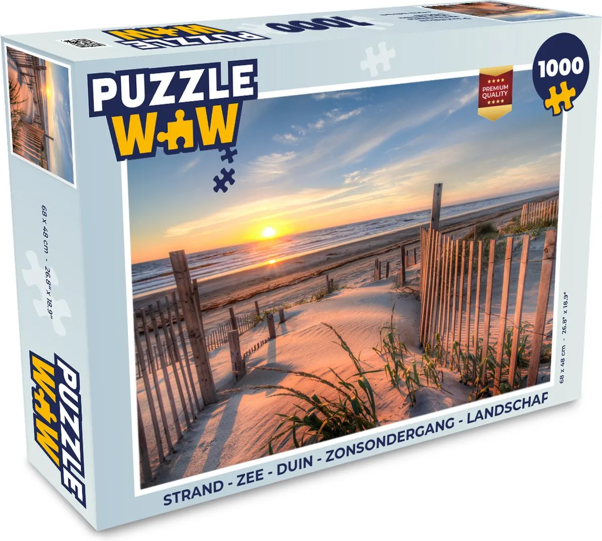PuzzleWow Legpuzzel Strand - Zee - Duin - Zonsondergang 1000 Stuks - Multicolor