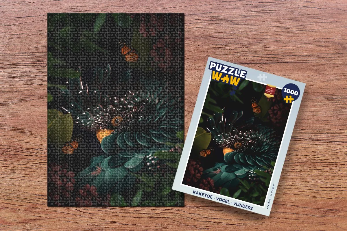 PuzzleWow Kaketoe Vlinders Legpuzzel 1000 Stuks - Multicolor