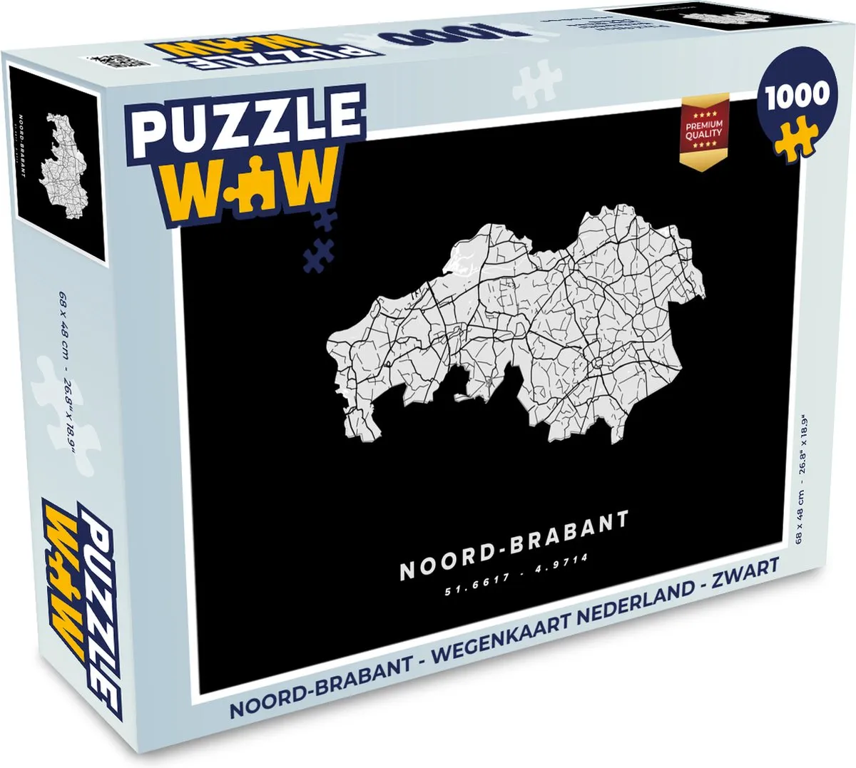PuzzleWow Noord-Brabant Wegenkaart Legpuzzel 1000 Stuks