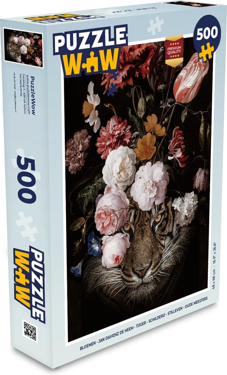 PuzzleWow Jan Davidsz de Heem Bloemen Legpuzzel 500 Stuks - Multicolor