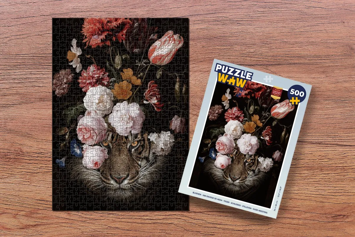 PuzzleWow Jan Davidsz de Heem Bloemen Legpuzzel 500 Stuks - Multicolor