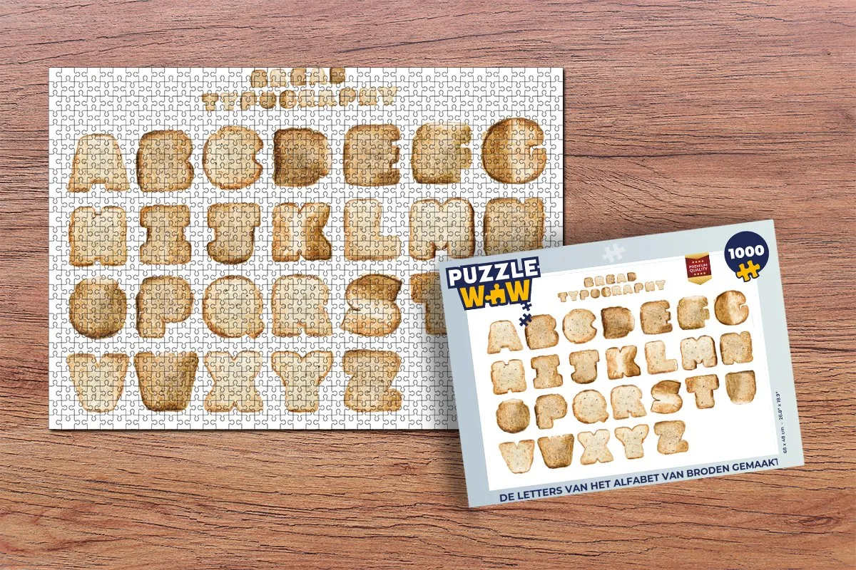 PuzzleWow Broodalfabet Legpuzzel 1000 Stuks - Multicolor