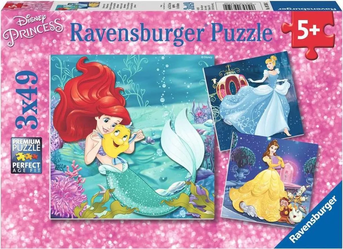 Ravensburger puzzel Disney Princess Avonturen van de prinsessen - Drie puzzels - 49 stukjes - kinderpuzzel