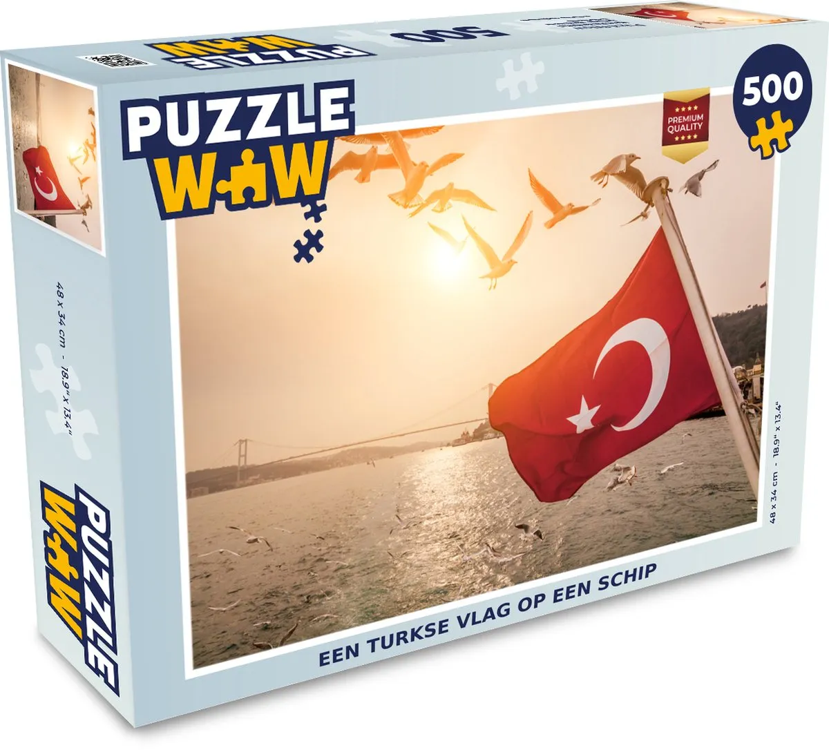 PuzzleWow Turkse Vlag op een Schip Legpuzzel 500 Stuks