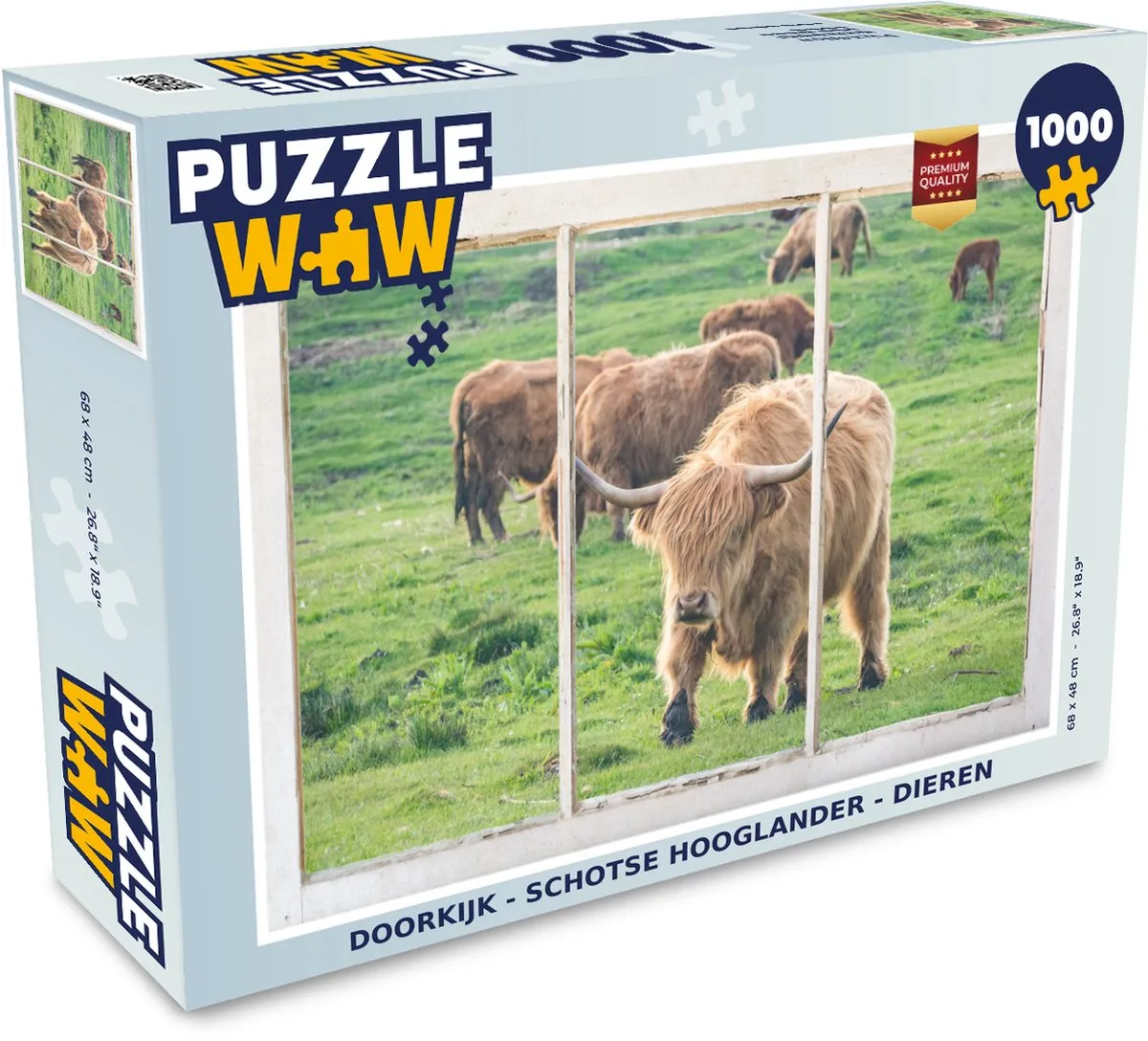 PuzzleWow Doorkijk Schotse Hooglander Legpuzzel 1000 Stuks - Multicolor