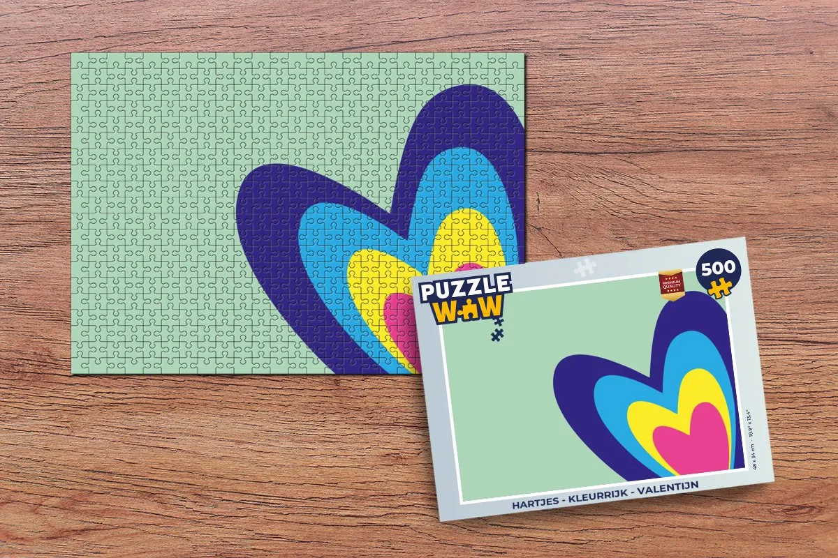 PuzzleWow Hartjes Legpuzzel 500 Stuks - Kleurrijk