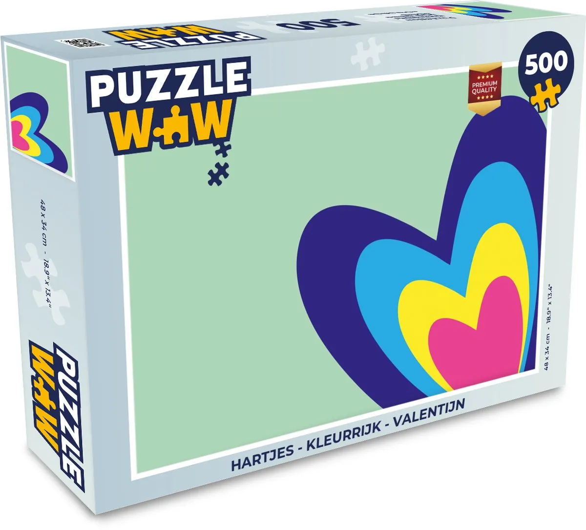 PuzzleWow Hartjes Legpuzzel 500 Stuks - Kleurrijk