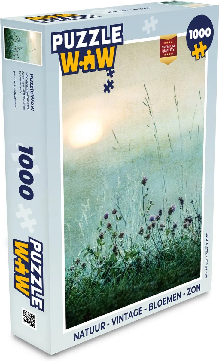 PuzzleWow Natuur Vintage Bloemen Zon Legpuzzel 1000 Stuks - Multicolor
